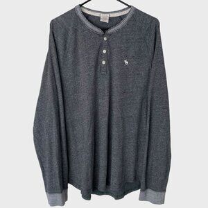 Abercrombie & Fitch Henley Shirt Gray Men's Size XL Long-Sleeve Muscle Fit